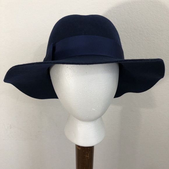 Vtg Bermona Trend London Hat Navy Blue Wool Felt Fedora Women's Fashion Hat OS - Picture 3 of 7